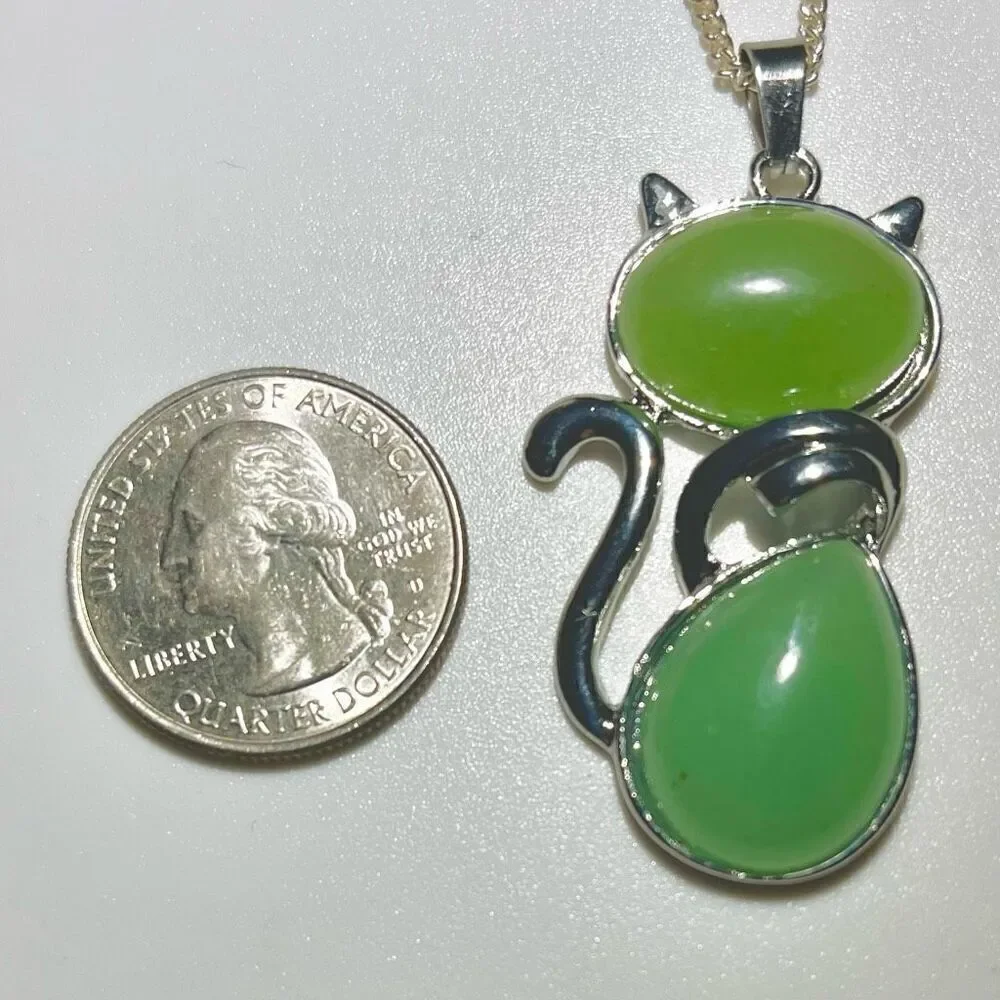 AYR “CAT” Aventurine Stone & 925 Silver Necklace